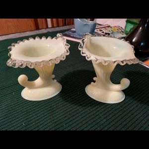 Fenton Art Glass Cornucopia Candle Holders